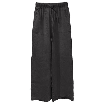 Retreat Linen Wide Leg Pant Women's Plus Size Lace-up Casual Trousers - Carvan Mart