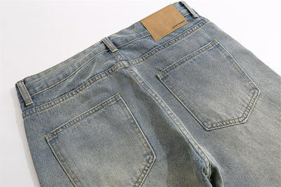 Men's Patchwork Washed Denim Straight Jeans - Carvan Mart