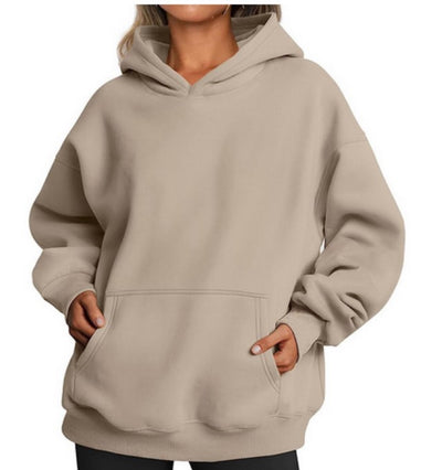 Women's Oversize Hoodies Fleece Loose Sweatshirts With Pocket Pullover Hoodies Sweater - Khaki - Women's Hoodies & Sweatshirts - Carvan Mart