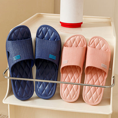 Home Slippers Women Men Summer Anti-Slip Lozenge Texture Shoes - - Women's Slippers - Carvan Mart
