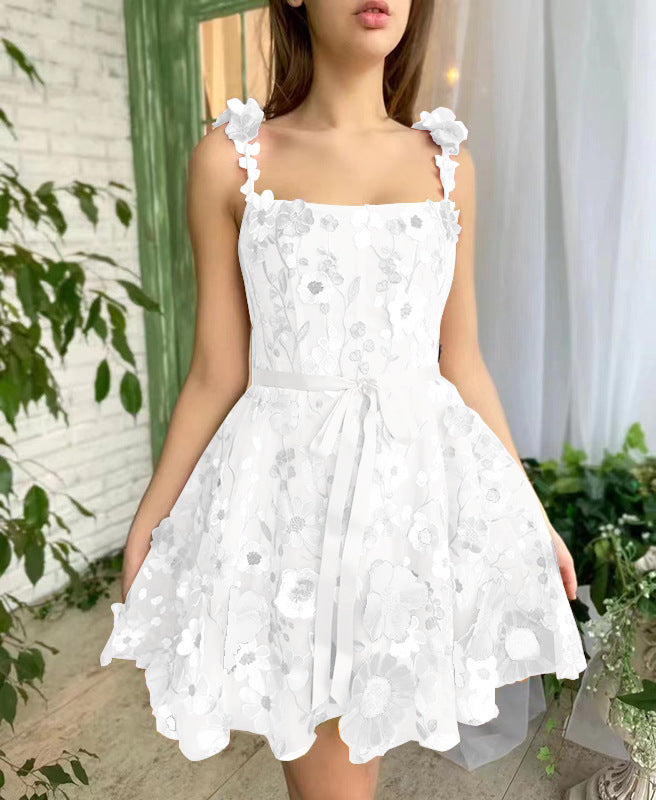 Floral Summer Dresses For Women Embroidery Dress Sweet A-line Suspender Dress - Carvan Mart