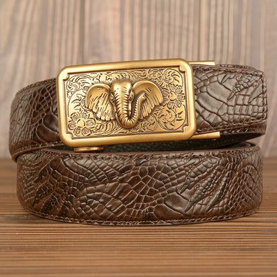 Men's Personality Is Like Automatic Top Leather Belt - Curry gold buckle - Men's Belts - Carvan Mart