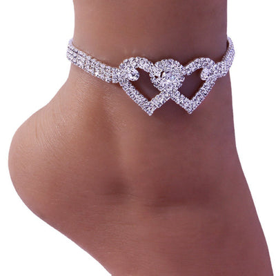 Personalized Double Heart Bracelet Anklet - Carvan Mart