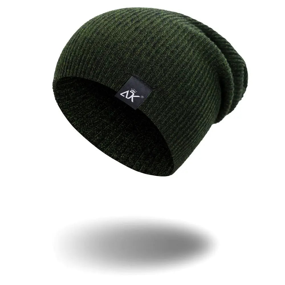 Unisex Fashionable Knitted Beanie, Winter Wool Elastic Hat For Outdoor Cycling, Camping, Travel Winter Beanie Hat Acrylic Knit Hats For Men Women - Army Green - Men's Hats & Caps - Carvan Mart