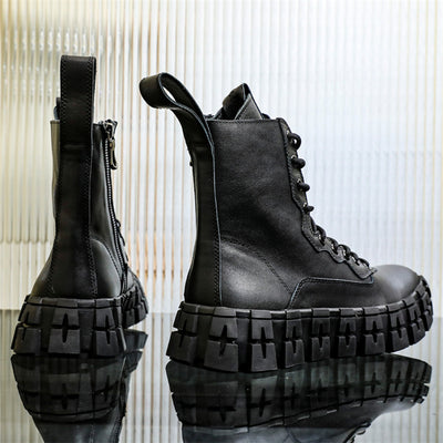 Thick Sole Mid Top Motorcycle Boots - Carvan Mart