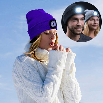 LED Knit Hat Button Cell Type Knitted Hat With Light Glowing - - Women's Hats & Caps - Carvan Mart