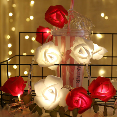 Valentine's Day Christmas Proposal Confession Decoration Light String - White rose red rose - Gift - Carvan Mart