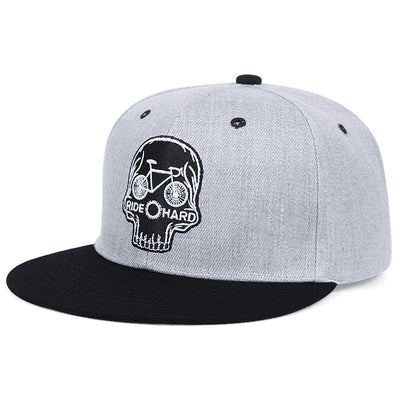 Skull Embroidery Baseball Cap Men's And Women's Embroidery - Grey adjustable - Men's Hats & Caps - Carvan Mart