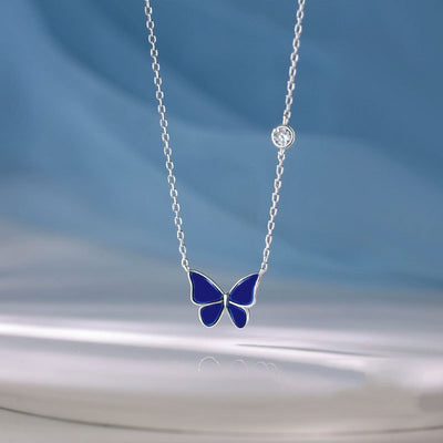 S925 Sliver Color-changed Butterfly Necklace Fashion Novelty Jewelry - - Necklaces - Carvan Mart