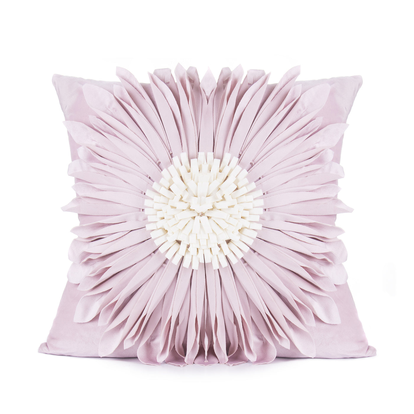 Fashion Modern Style White Throw Pillows Velvet Stitching 3D Chrysanthemum Cushion Waist Pillow Blue Cushion Case - Carvan Mart