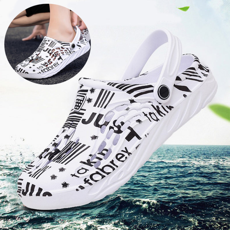 Letter Print Slippers Men Summer Sandals Beach Shoes - Carvan Mart