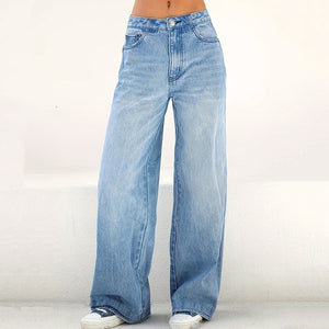 Women's Jeans High Waist Loose Wide Leg Relaxed Jeans - Carvan Mart