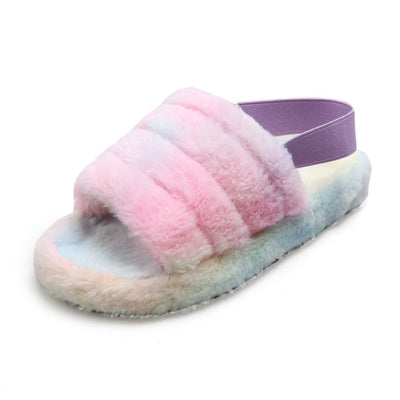 Women's Faux Fur Mule Slippers Wool Slippers Wedge Heel Warm Sandals - Vibrant - Women's Slippers - Carvan Mart
