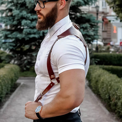 Men's Leather Bondage Suspenders Personalized Bondage - - Men's Belts - Carvan Mart