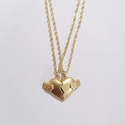 Creative Magnet Love Necklace 2pcs Heart-broken Shape Necklace Men And Women Jewelry - Carvan Mart