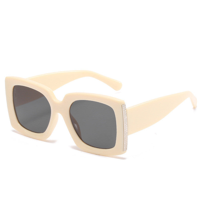 Trendy Large Frame Sunglasses Women Square Bright Black Sunglasses - Carvan Mart
