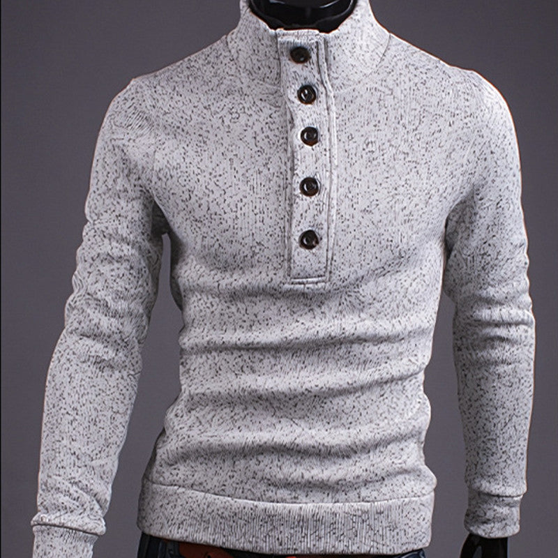 Men's Fashion Trendy Turtleneck Buttons Sweater - - Men's Sweaters - Carvan Mart