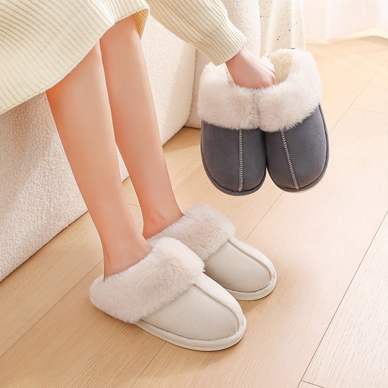 Winter Warm Plush Slippers Fur Slippers Comfy Non-Slip Bedroom Fuzzy Shoes