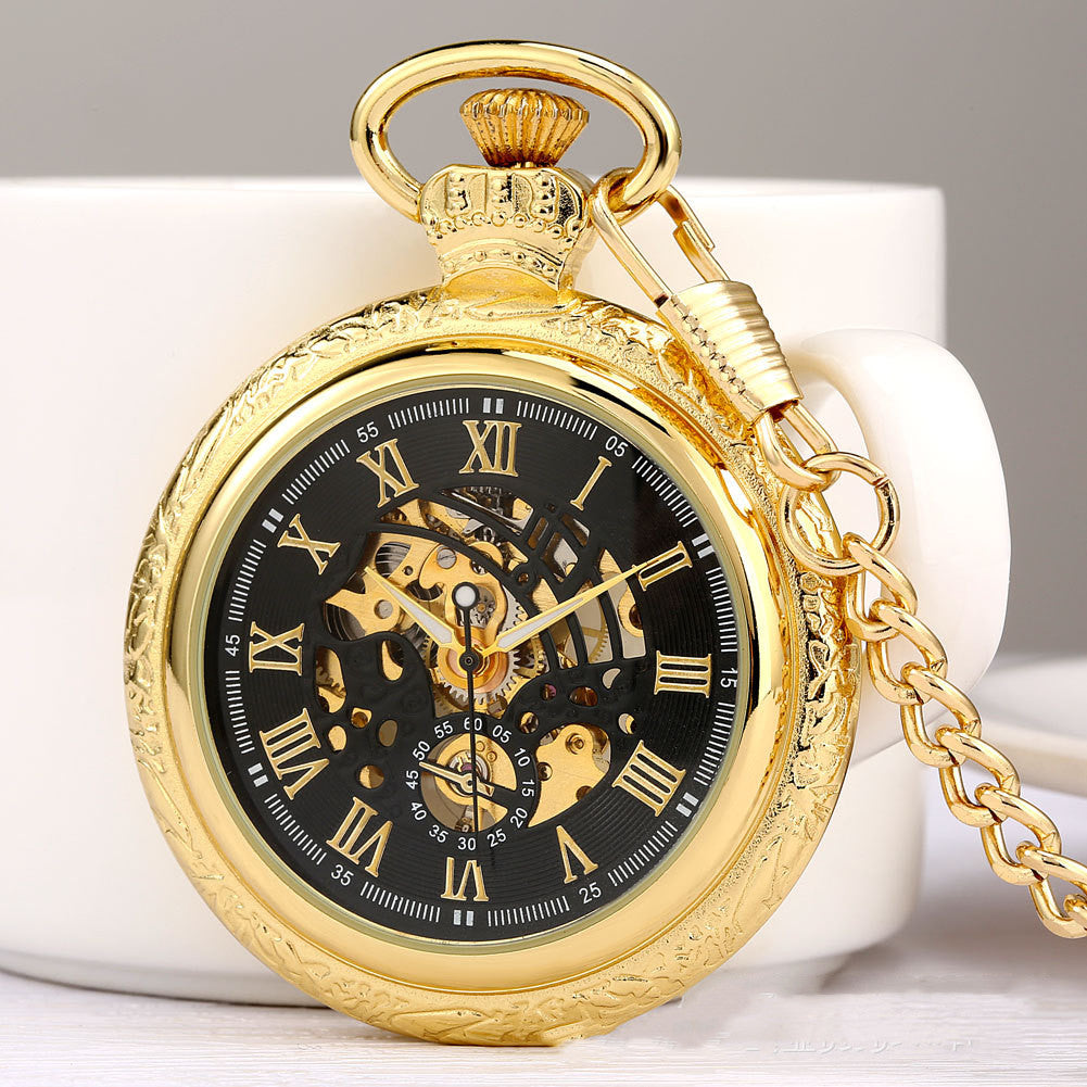 Vintage Classic Gift Pocket Watch Roman Characters Crown Watch Crown - Gold - Men's Watches - Carvan Mart