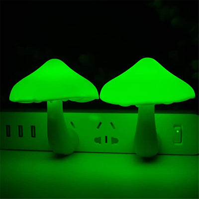 LED Night Light Mushroom Wall Socket Lamp EU US Plug Warm White Light-control Sensor Bedroom Light Home Decoration - - Led Lighting - Carvan Mart