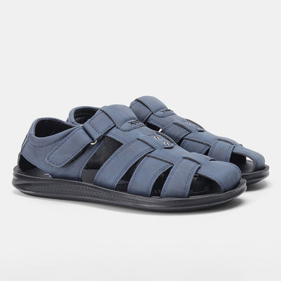 Men's Leather Sandals Casual Hipster Lightweight Comfortable Men's Shoes - Blue - Men's Sandals - Carvan Mart