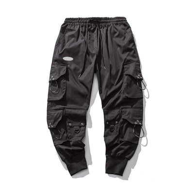 Men's Large Cropped Baggy Cargo Pants - Stylish Black Mid-Waist Non-Ironing Comfort - Carvan Mart