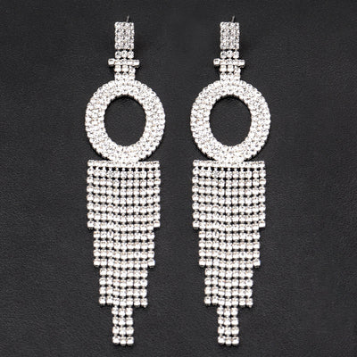 Fashion Jewelry 925 Silver Needle Ornaments Rhinestone Letter B Earrings Banquet Tassel Ear Ornaments Earrings - - Earrings - Carvan Mart