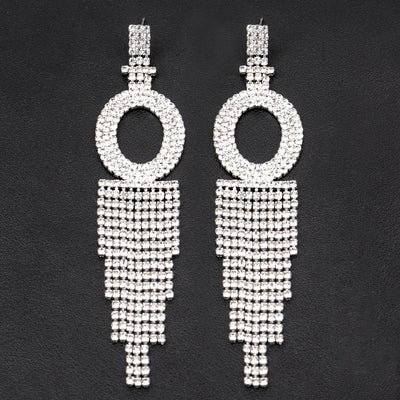 Fashion Jewelry 925 Silver Needle Ornaments Rhinestone Letter B Earrings Banquet Tassel Ear Ornaments Earrings - Carvan Mart