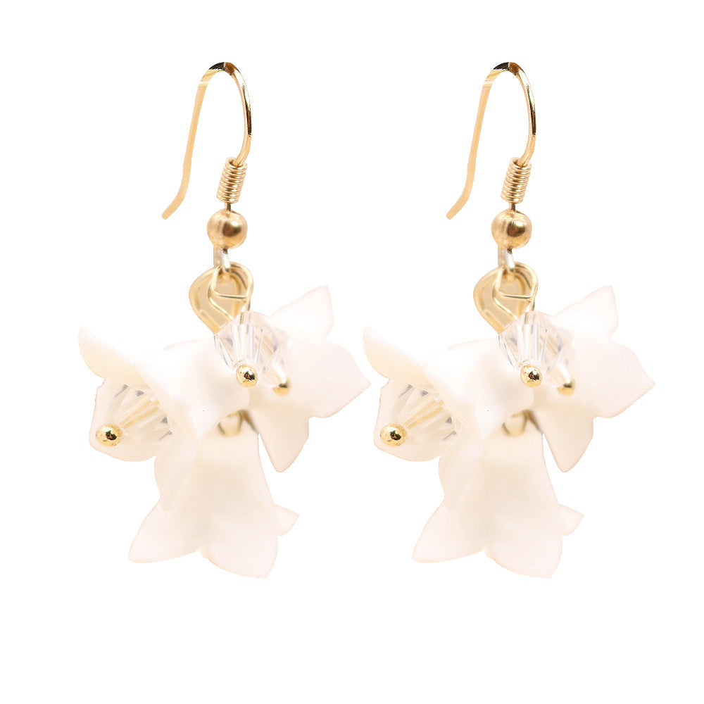 Handmade White Ceramic Flower Elegant Simple Earrings - Carvan Mart