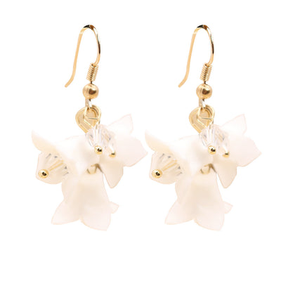 Handmade White Ceramic Flower Elegant Simple Earrings - Carvan Mart
