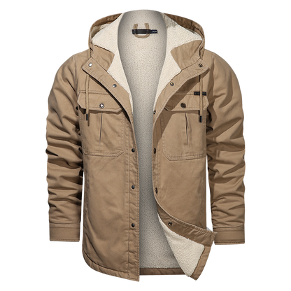 Men Cotton Jacket Winter Thick Warm Parkas Plus Velvet Casual Hooded Coat