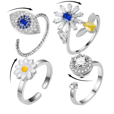 Tunable Rings Eyes Flowers Anxiety Rings For Women Fidget Spinner Ring - Carvan Mart
