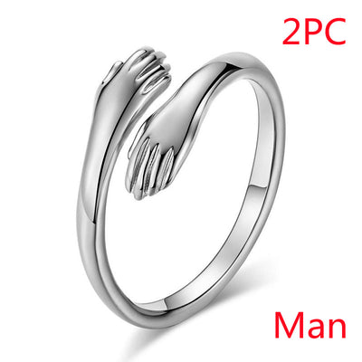 Alloy Simple Hands Hug Ring Opening Adjustable Jewelry - Carvan Mart