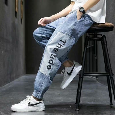 Stretch Jeans Men's Leggings Elastic Waist Plus Size Harem Pants - Carvan Mart