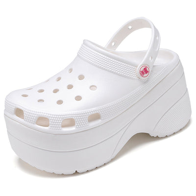 Carvan Mega Crush Clogs Crocs Platform Sandals - White - High Heels - Carvan Mart