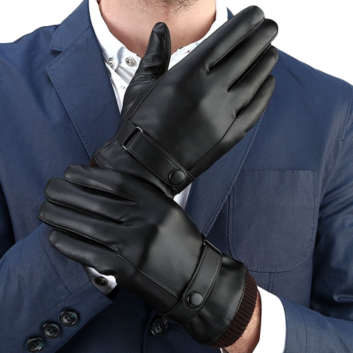 Men's Winter Riding Fleece Padded PU Gloves - Carvan Mart