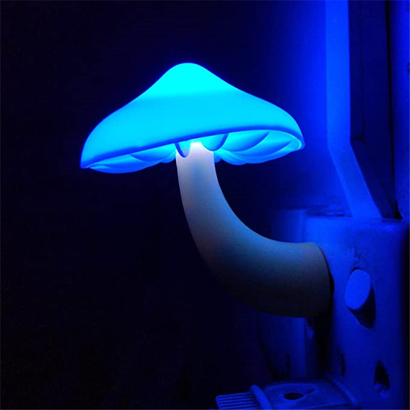 LED Night Light Mushroom Wall Socket Lamp EU US Plug Warm White Light-control Sensor Bedroom Light Home Decoration - - Led Lighting - Carvan Mart