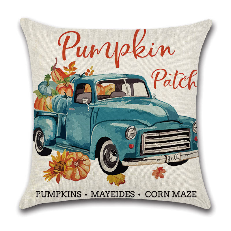 Pillowcase Linen Pumpkin Cartoon Car Thanksgiving Wreath - 2 Style 45x45cm - Cushion Covers - Carvan Mart