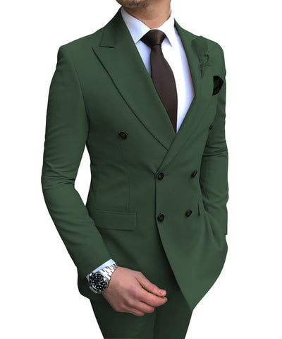 Men's Two-piece Groomsmen Costume Wedding Suit - Green - Men Suits & Sets - Carvan Mart