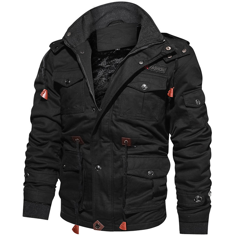 Men Winter Fleece Jacket Warm Hooded Coat Thermal Thick Outerwear Military Jacket - Carvan Mart