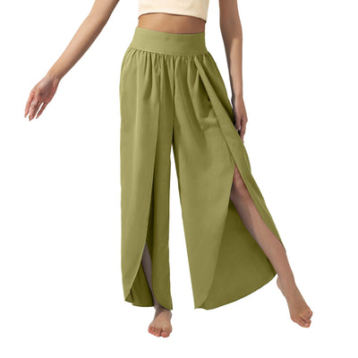 Flowy High-Waisted Split Leg Pants - Beachwear Boho Palazzo in Teal - Dark Kabuki - Pants & Capris - Carvan Mart