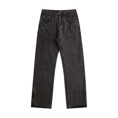 Men's Patchwork Washed Denim Straight Jeans - Carvan Mart