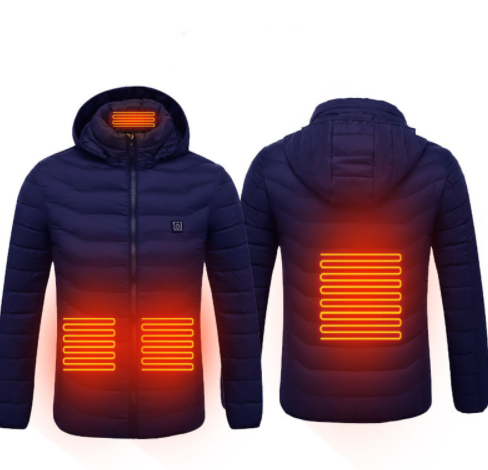 New Heated Jacket Coat USB Electric Jacket Cotton Coat Heater Thermal Clothing Heating Vest Men's Clothes Winter - Blue Zone4 - Men's Jackets & Coats - Carvan Mart