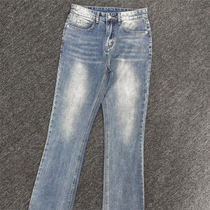 Washed High Street Flared Jeans Dark Blue - Carvan Mart