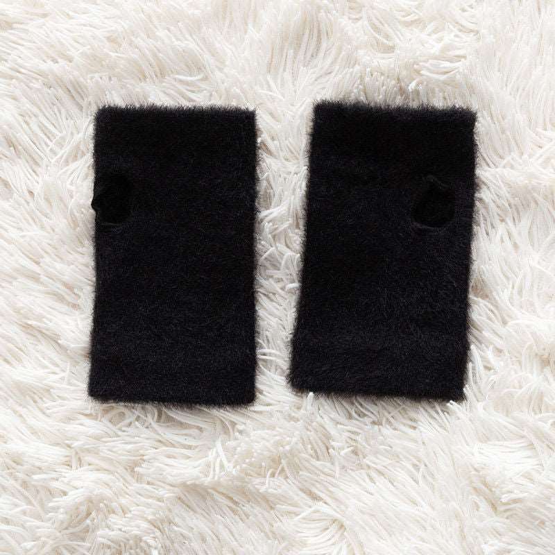 Autumn And Winter Mink Velvet Solid Color Half Gloves Fleece-lined - Carvan Mart