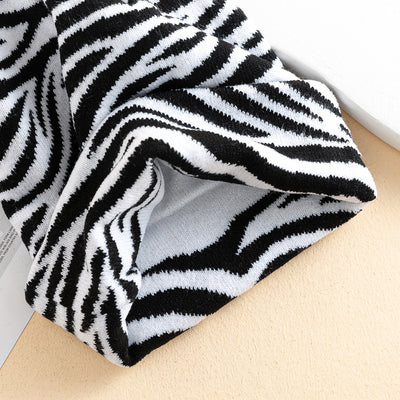 Outdoor Sports Fashionable Pullover Zebra Stripe Flanging Knitted Hat - Carvan Mart