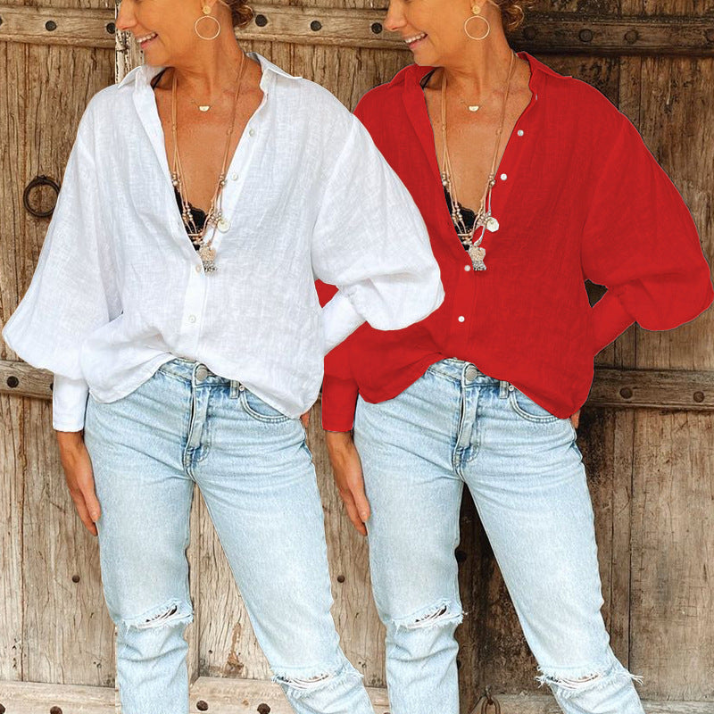 Women's Loose Cardigan Long Sleeve Cotton And Linen - - Tops & Tees - Carvan Mart