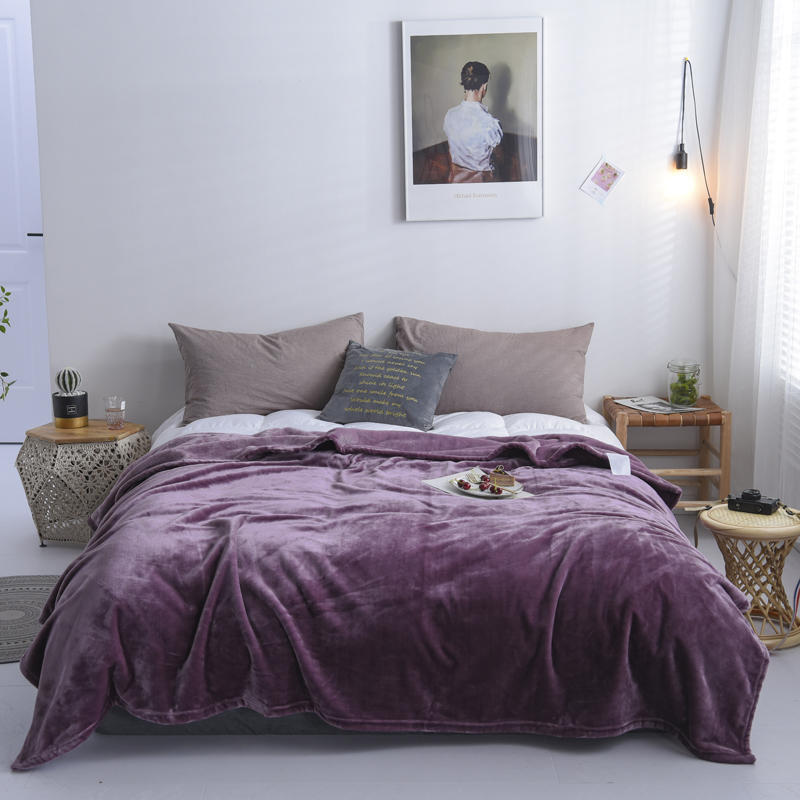 Light Luxury Solid Color Flannel Shan Blanket - Yunying Purple - Bedding Sets - Carvan Mart