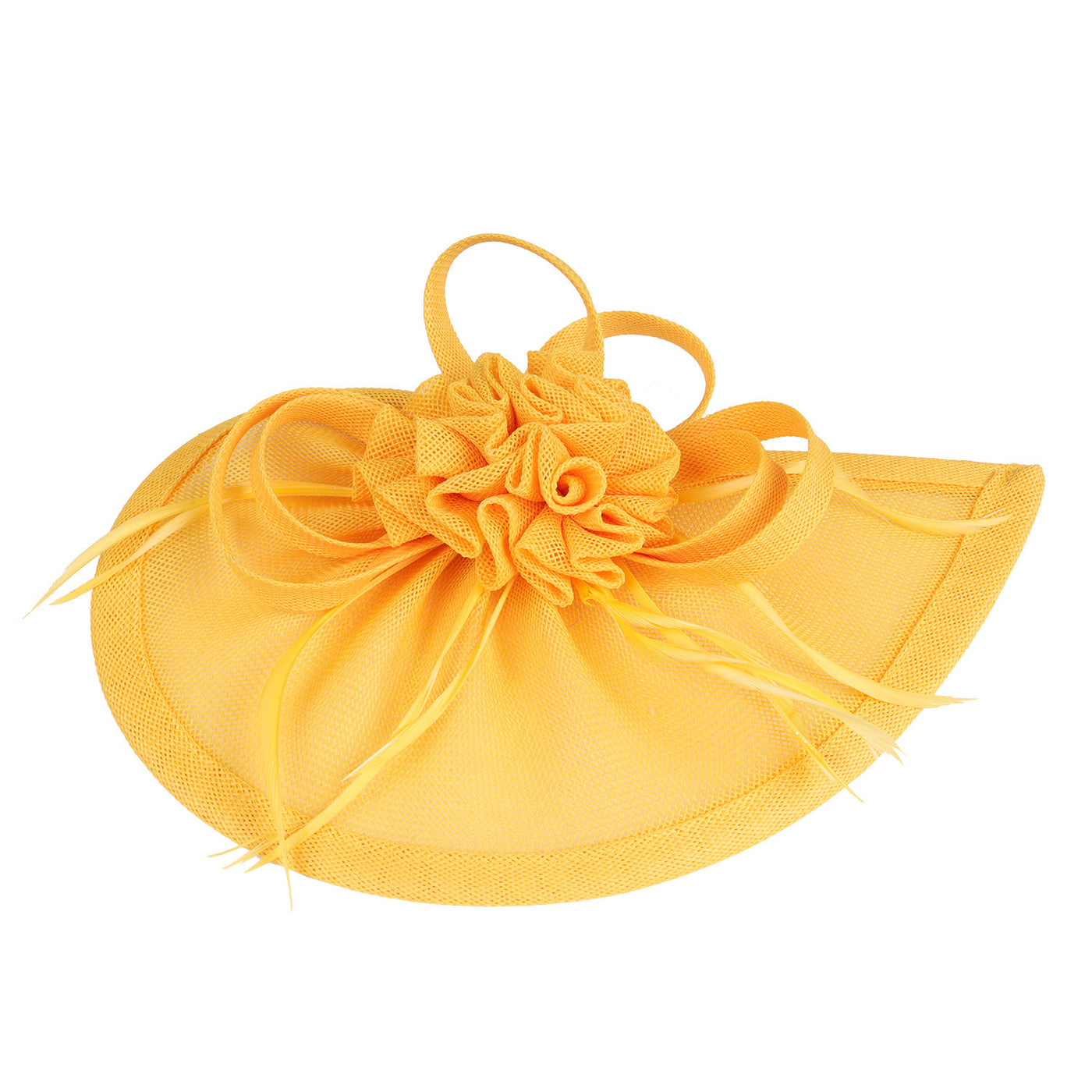 Fascinator Hat Linen Bridal Fashion Headdress Flower Socialite Billycock Hat - Yellow - Women's Hats & Caps - Carvan Mart