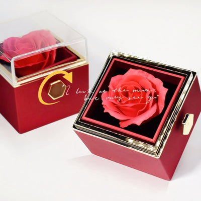 Rotating Soap Flower Rose Gift Box Creative Rotating Rose Jewelry Packaging Box Valentine's Day Gift For Women - - Gift - Carvan Mart